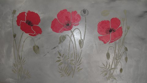 Roses Stencil used on MicroCement Concrete Floor
